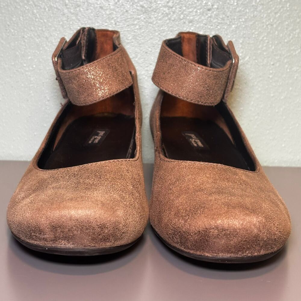 Paul Green Tan Suede Ballerina Wedge Flats Strappy Womens Size UK 4.5 US 7 - Picture 2 of 7